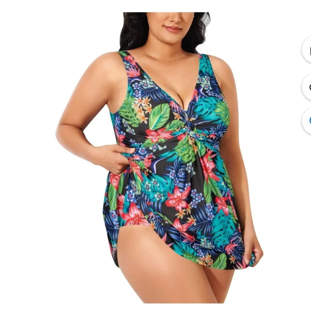 Plus Size floral Swimdress Two Piece Tankini nwot